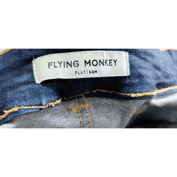 Flying Monkey Platinum Jeans Size 14W Dark Wash Blue Whiskered High Rise - Picture 3 of 5